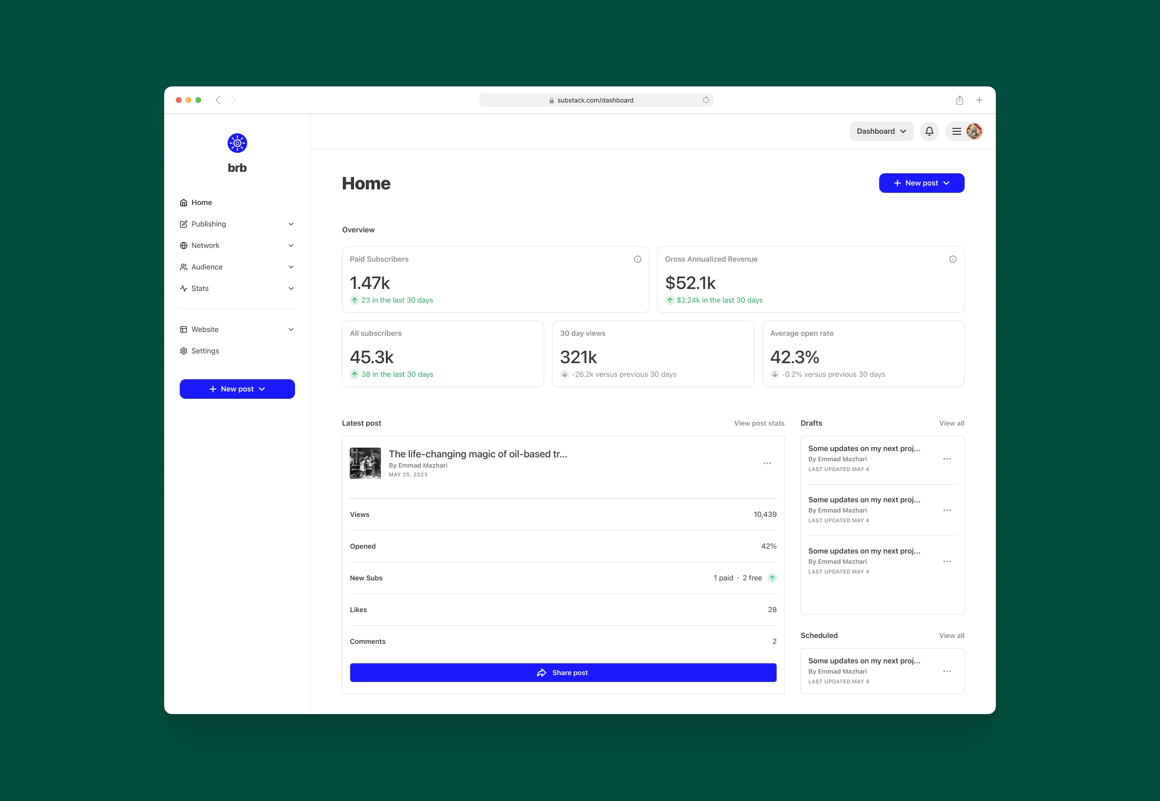 Substack Dashboard